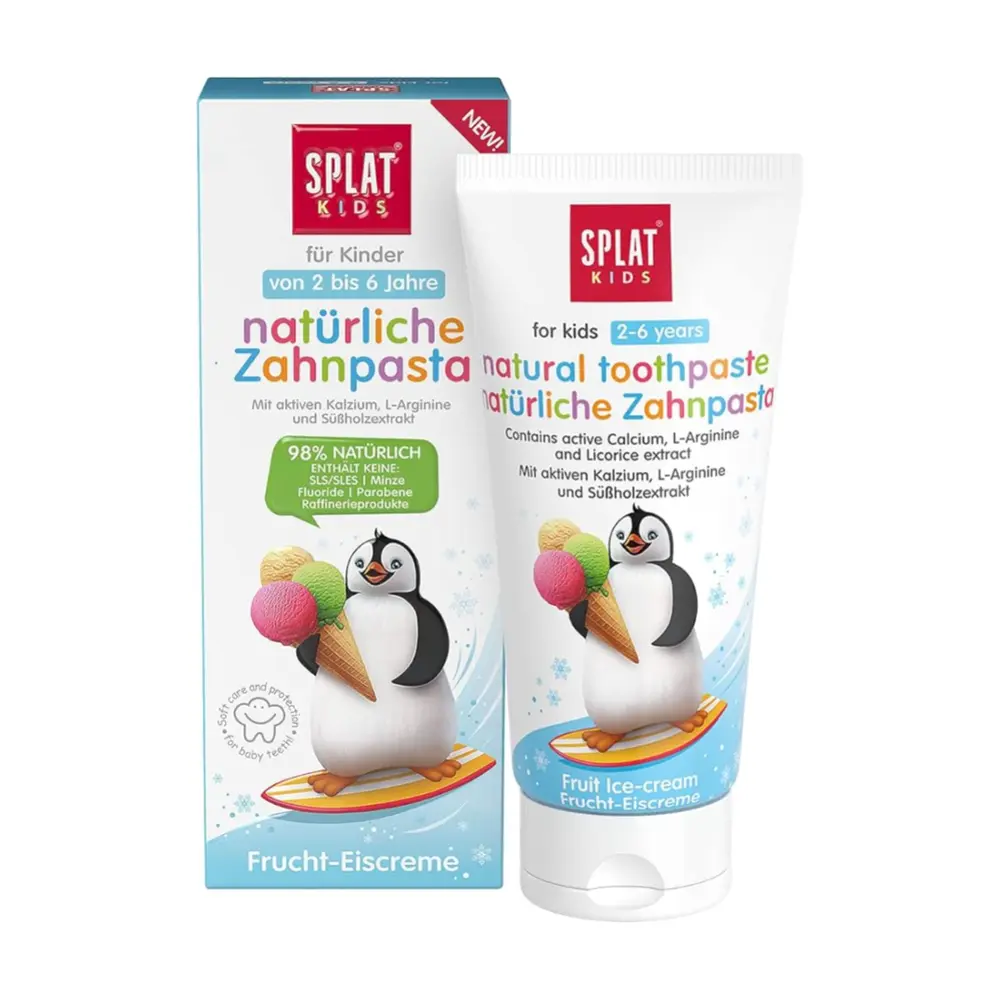 Kem Đánh Răng Tự Nhiên Cho Trẻ Em, Natural Toothpaste for Kids, Fruit Ice Cream Flavoured, 2 - 6 Tuổi (50ml) - SPLAT